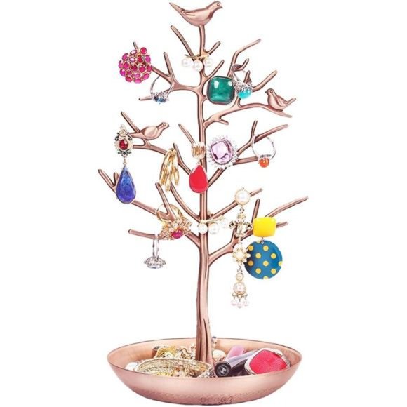 Retro Jewelry Tree Organizer for Necklaces and Earrings Ring Tree Holder Display - Picture 3 of 7
